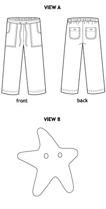 sandbox pants + starfish stencil sewing pattern